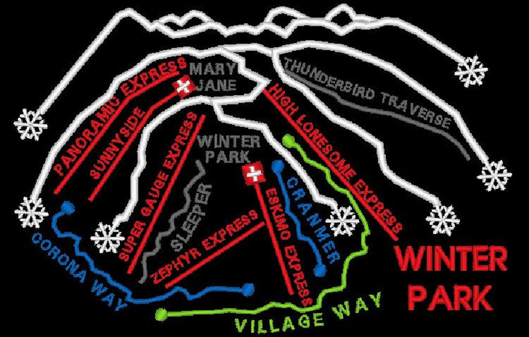 Ski Map: WINTER PARK Colorado Ski Map - Kitchen Towel - Alpine - Ski