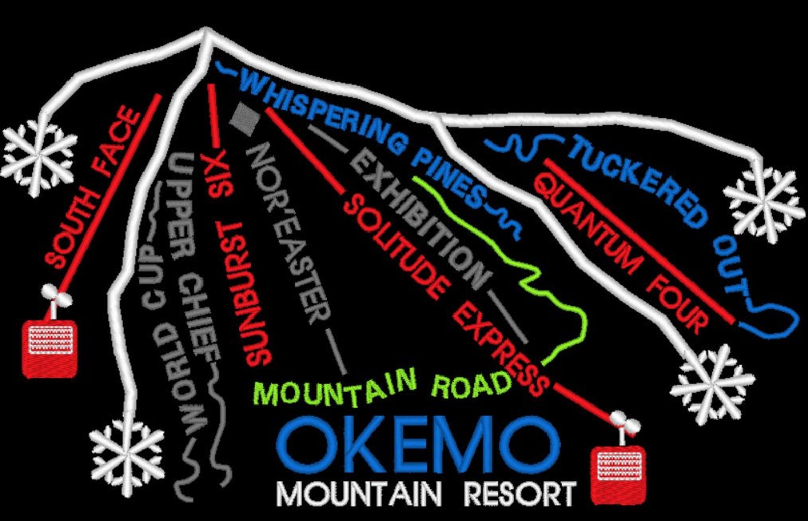 Ski Maps OKEMO Mountain Resort Ski Map Kitchen Towel Alpine Ski