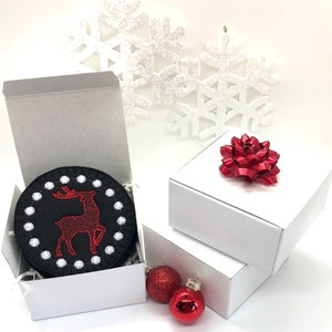 Montañas rusas de fieltro bordados - Renos - juego de 4