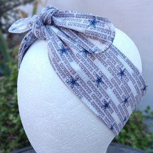 3” Wide Dallas Cowboys headband, handmade, self tie, cotton, football gift, hair wrap, pin up style, hair tie, bandana, head scarf