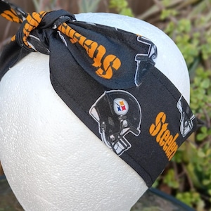 3” Wide Pittsburgh Steelers headband, self tie, football, hair wrap, pin up, hair tie, scarf, bandana, retro style, rockabilly, handmade