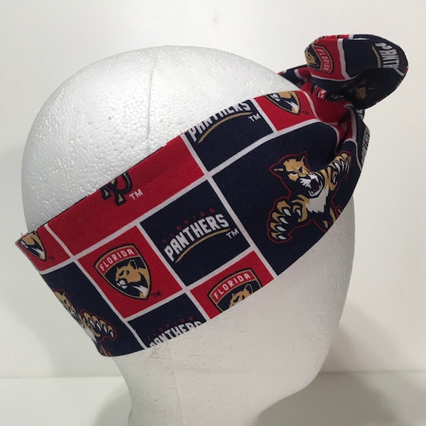 3” Wide Florida Panthers headband, hair wrap, head wrap, pin up style, hair tie, bandana, scarf, retro style, rockabilly, handmade