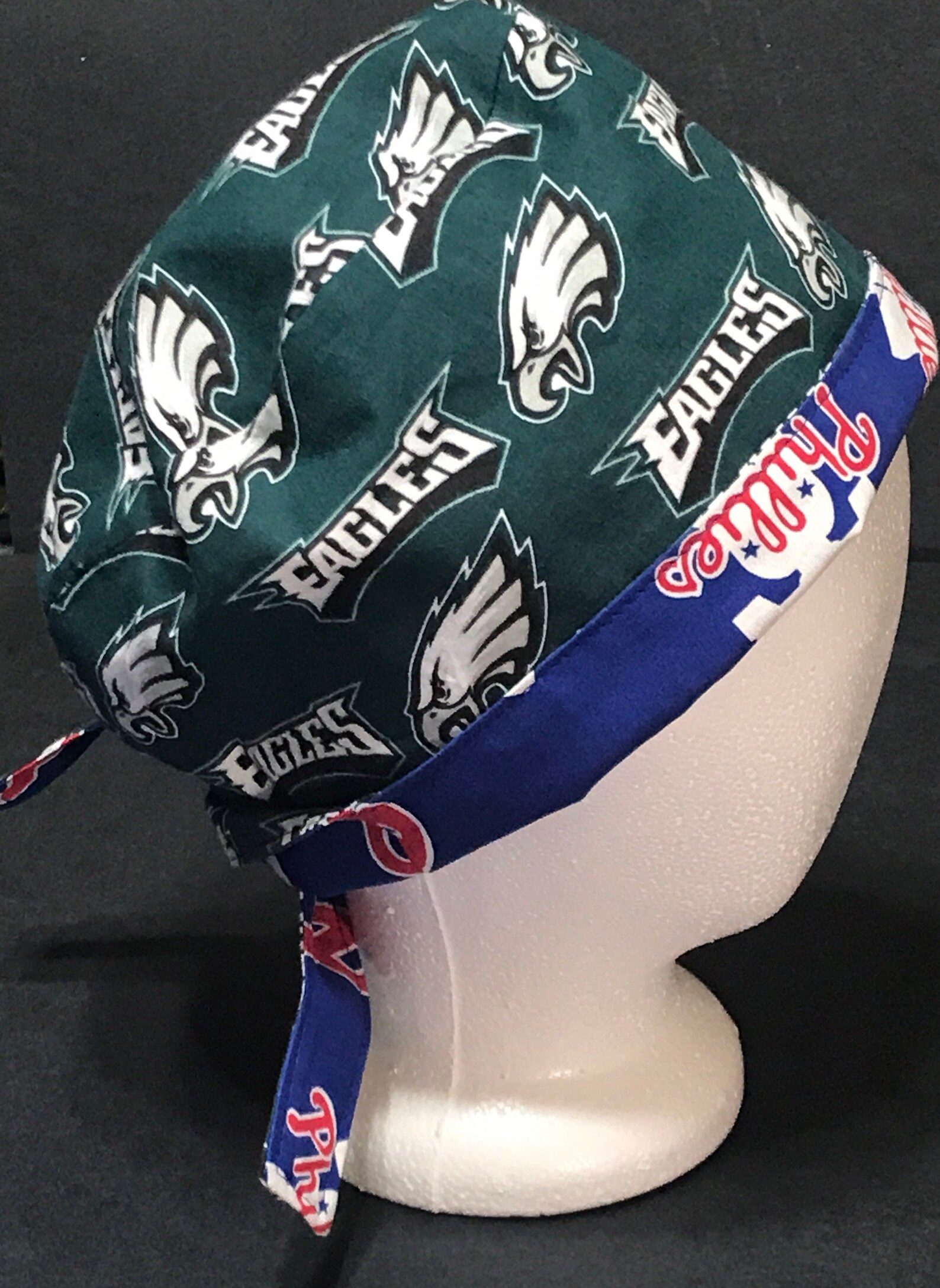 Reversible Unisex Phillies / Eagles scrub cap tie back Etsy