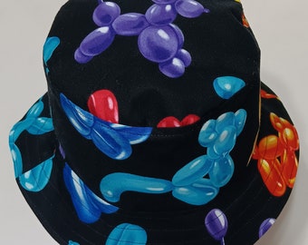 Balloon Animals Bucket Hat, Reversible, Unisex  Sizes S-XXL, cotton, clowning hat, fishing hat, sun hat, floppy hat, festival hat, party hat