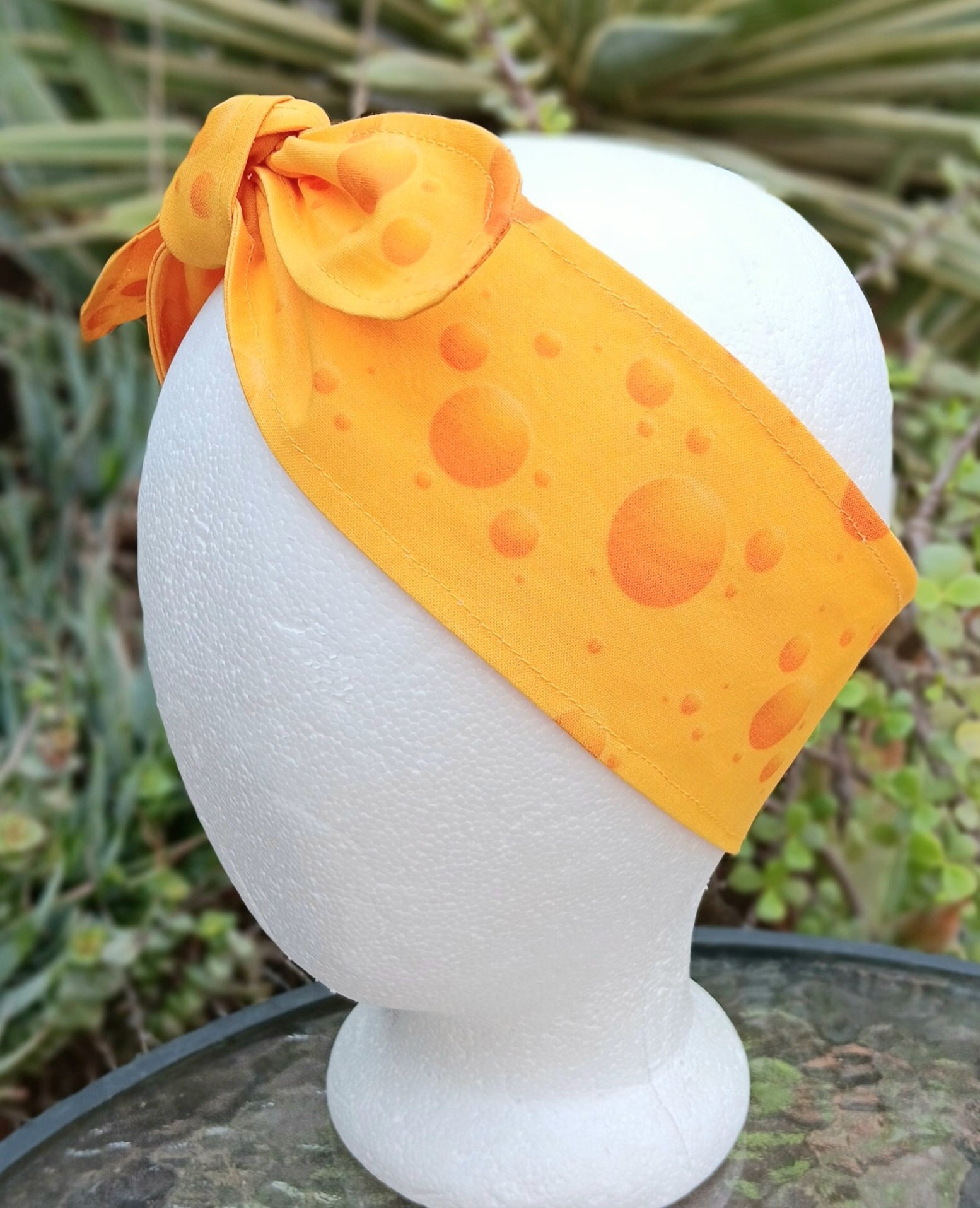 3” Wide Cheese Headband, cheesehead, cheese lover gift, Wisconsin, hair wrap, hair tie, head scarf, pin up style, retro style