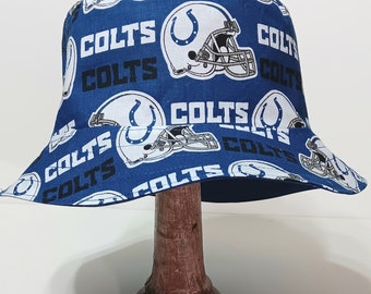 Indianapolis Colts Bucket Hat, Reversible, Sizes S-XXL, cotton, handmade, summer hat, fishing hat, ponytail hat, sun hat, floppy hat