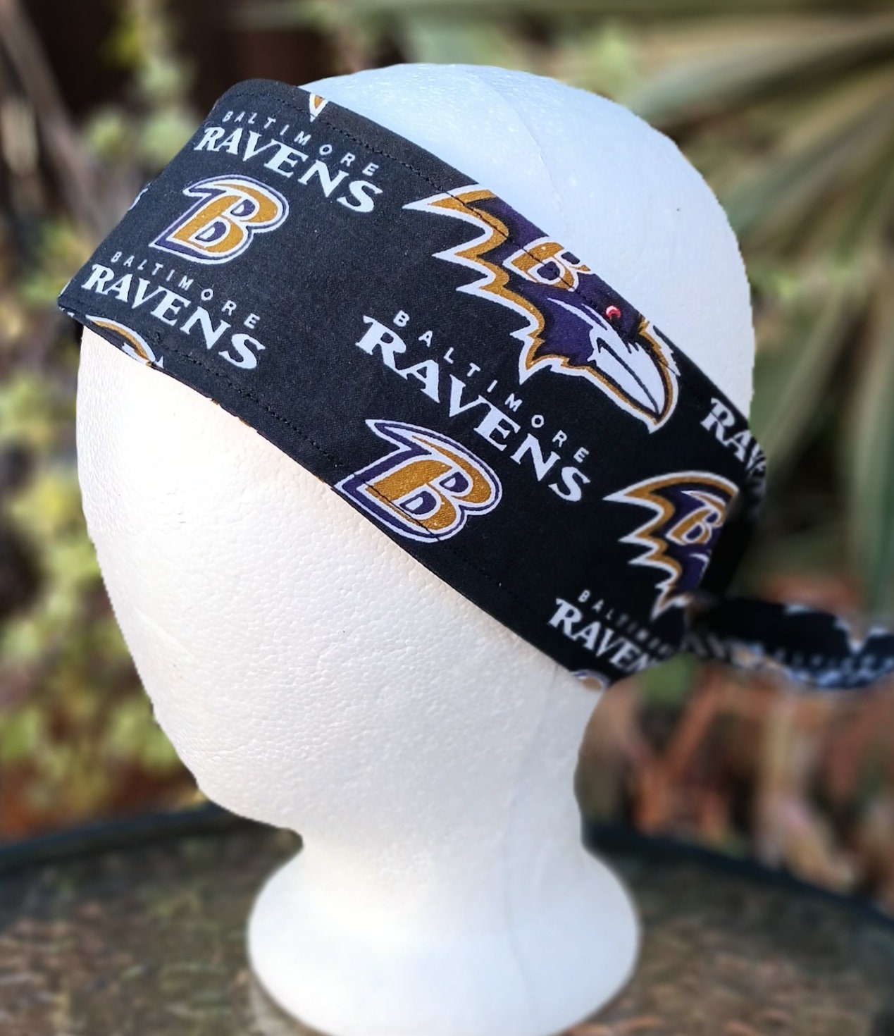 8 Pack - NEW - Reversible Baltimore Ravens Headband 3” Wide Baltimore Ravens Headband, Handmade, Self Tie, Hair  main image 2