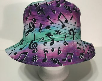 Music Theme Bucket Hat, Musical Notes & Symbols, Reversible, Unisex  Sizes S-XXL, cotton, band hat, fishing hat, sun hat, floppy hat