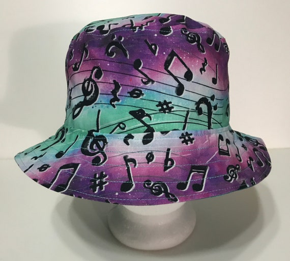 Music Theme Bucket Hat, Musical Notes & Symbols, Reversible