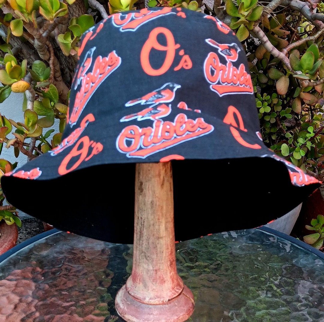 Baltimore Orioles Bucket Hat, Handmade, Reversible to Black, Sizes