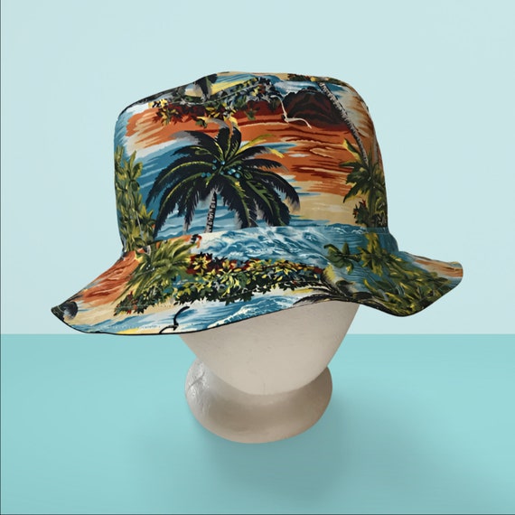 Tropical Theme Bucket Hat, Sizes S-XXL, Cotton, Floppy Hat