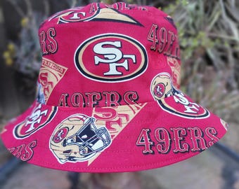San Francisco 49ers Bucket Hat, Handmade, Red, Reversible, Unisex