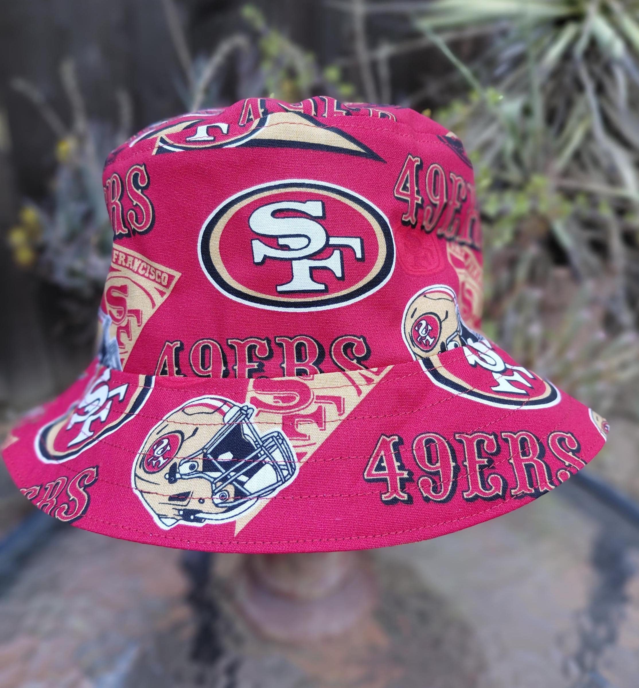 San Francisco 49ers Bucket Hat, Handmade, Red, Reversible, Unisex