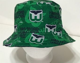 Hartford Whalers Bucket Hat, Reversible, Unisex Sizes S-XXL, Cotton, Handmade, summer hat, fishing hat, sun hat, floppy hat, hockey