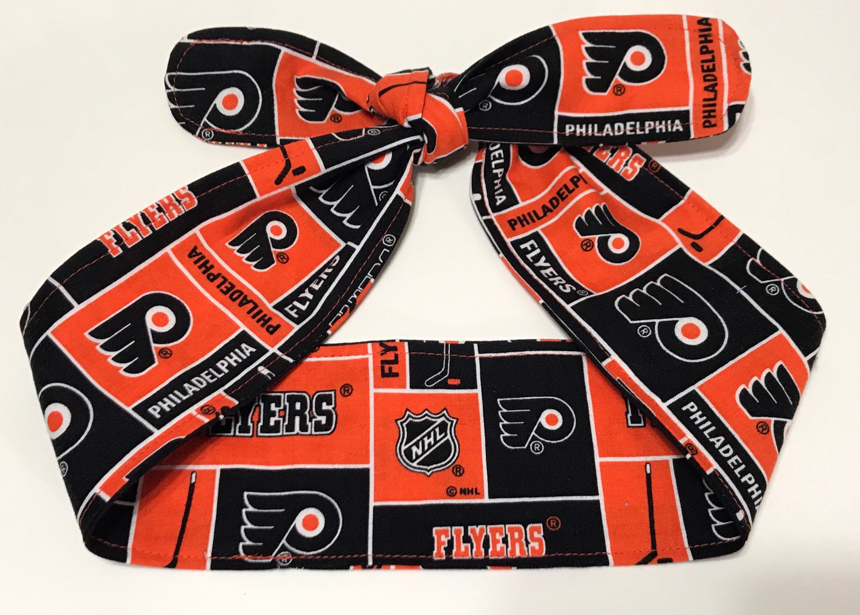 3” Wide Philadelphia Flyers Headband, Hair Wrap, Hockey, Pin  display picture 3