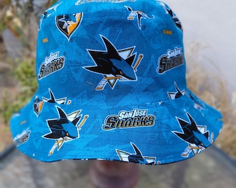 San Jose Sharks Bucket Hat, Reversible, Handmade, Unisex Sizes XS to 4XL, hockey, summer hat, fishing hat, ponytail hat, floppy hat, sun hat