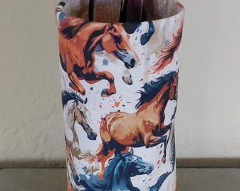 Running Horses Upright Eyeglass Holder, Western Glasses Stand, Standing Eyeglasses Holder, Horse Lover Gift, Weighted Stand-up Glasses Pouch