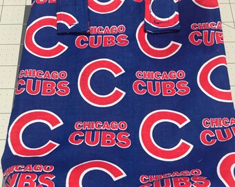 Small simple basic bag for crutch, walker, stroller, scooter handlebars, caddy, handmade from Chicago Cubs licensed fabric