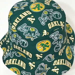 Reversible Oakland A’s Bucket Hat, Handmade, Unisex Sizes up to 4XL, Cotton, Athletics, Swingin&#39; A&#39;s, chose your fabric
