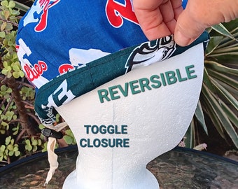 Reversible Phillies / Eagles scrub cap, adjustable cap with toggle, unisex, scrub hat, nurse tech technician, Philadelphia sports, handmade