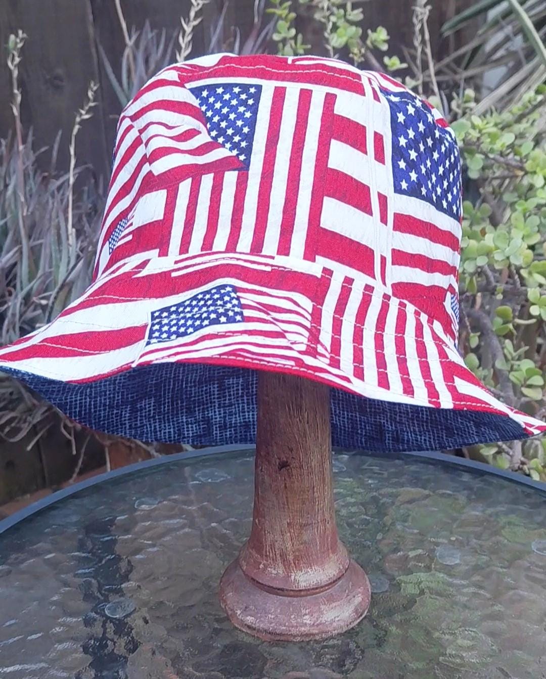 American Flags Bucket Hat, Red White and Blue Hat  display picture 2