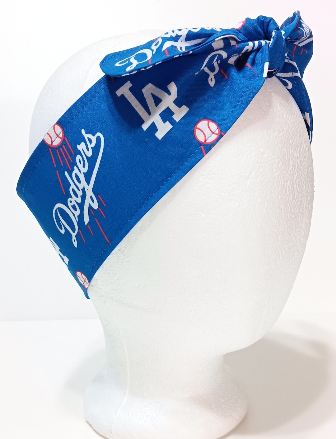 3 Wide LA Dodgers Headband, Handmade, Hair Tie, Scarf, Pin Up, Hair
