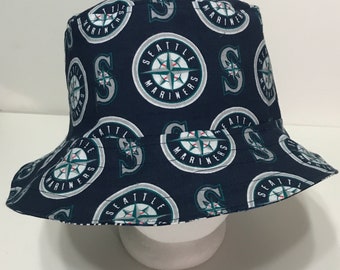 Seattle Mariners Bucket Hat, Reversible, Sizes S-XXL, summer fishing hat, sun hat, floppy hat, handmade from licensed fabrics