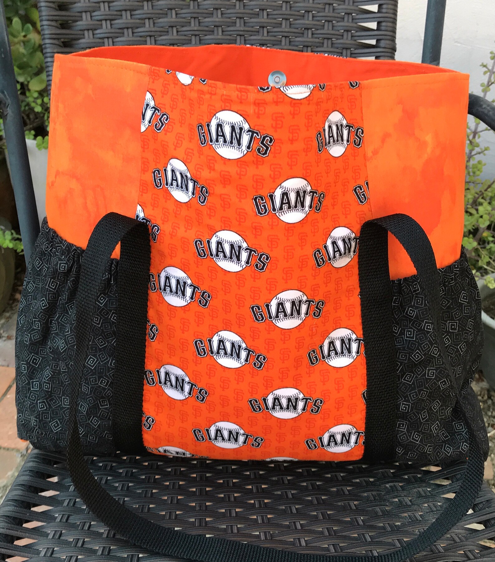 Large Sturdy SF Giants Tote Bag canvas polypro straps snap Etsy