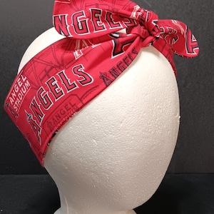 3” Wide Los Angeles Angels headband, hair wrap, pin up, hair tie, hair wrap, head wrap, scarf, retro, handmade, LA Angels of Anaheim