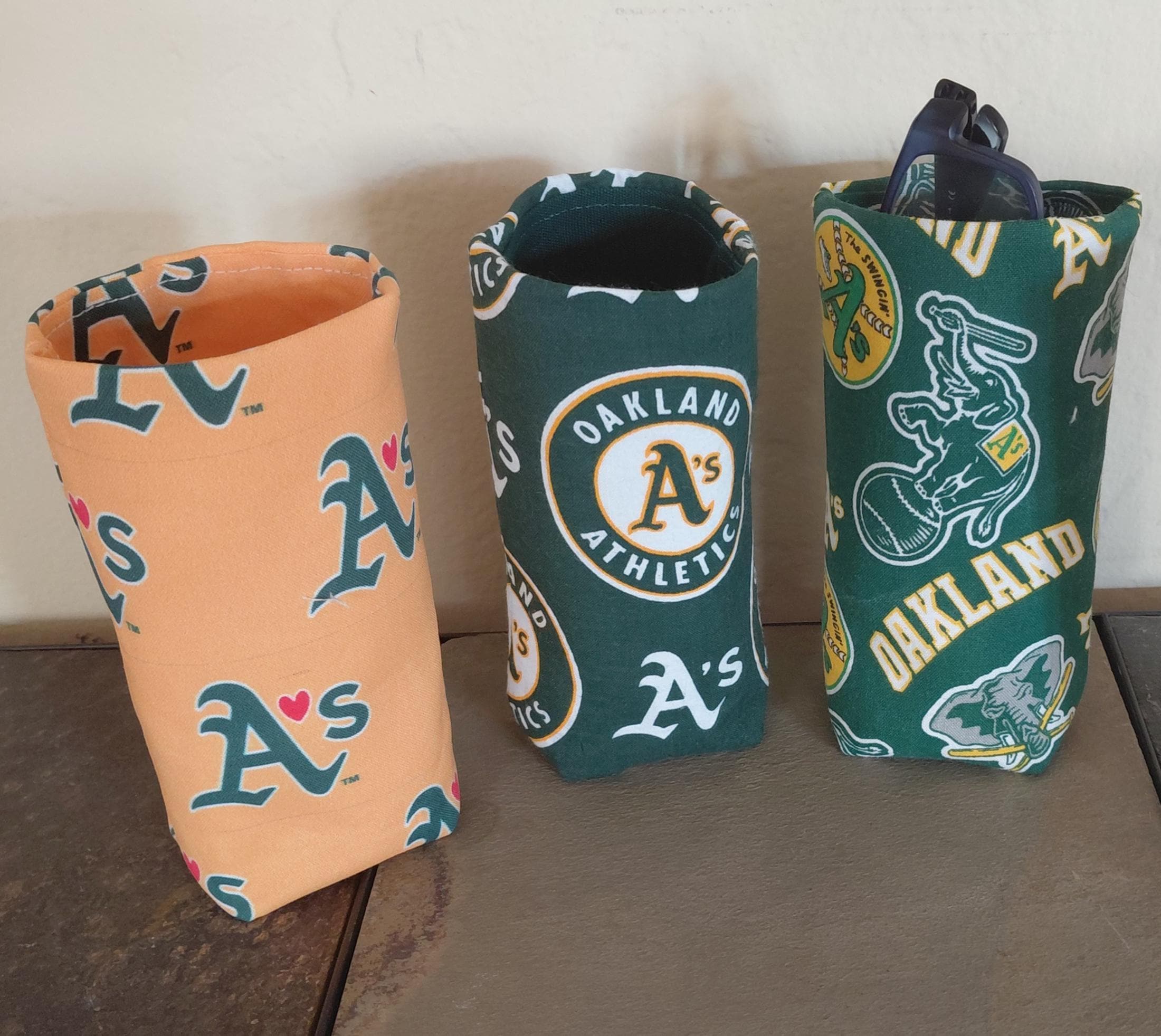 A's Upright Eyeglass Holder, Handmade, Stand Up Weighted Glasses Case, Athletics Glasses Stand, Aviators Standing Glasses Case, Baseball
