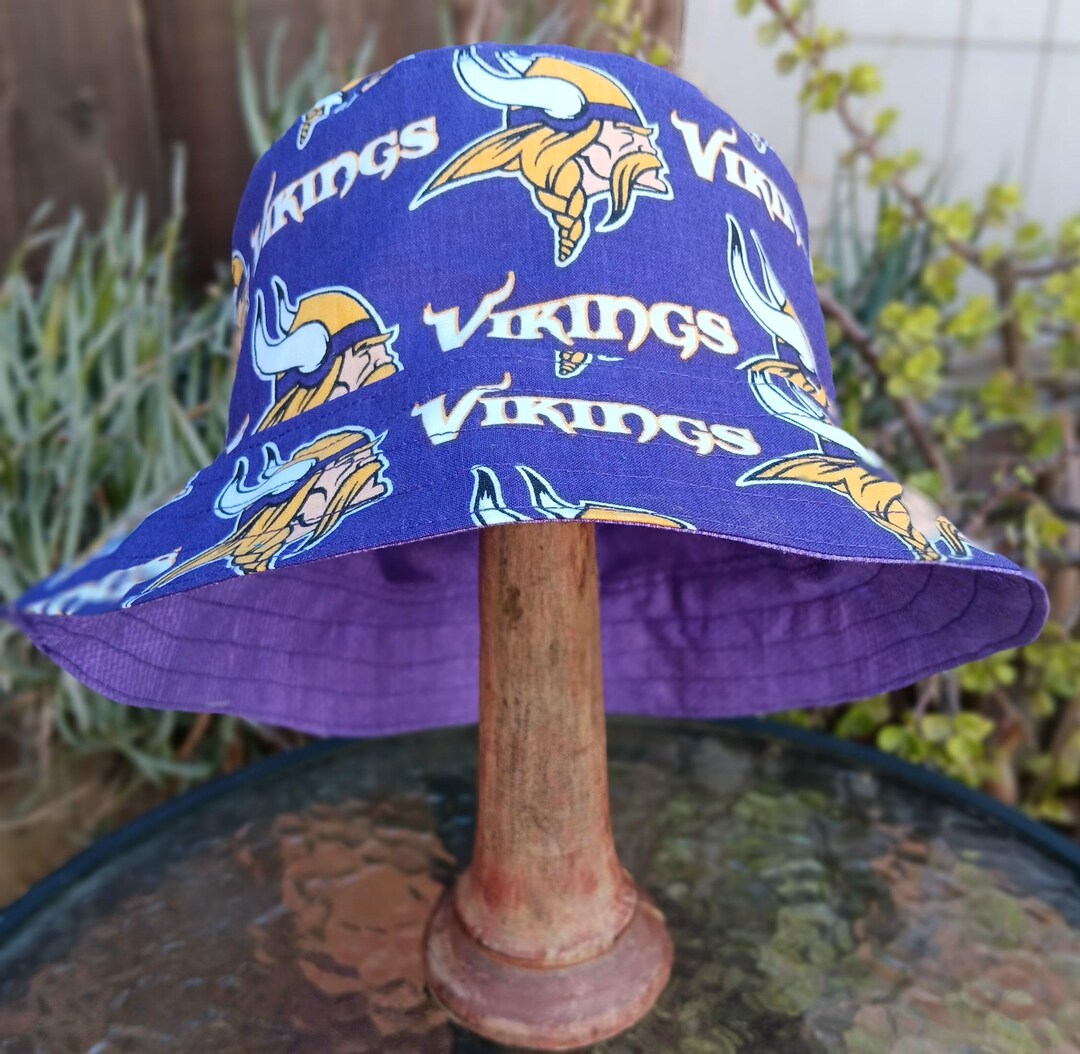 Minnesota Vikings Bucket Hat, Handmade, Reversible, Unisex Sizes up to 4XL,  Cotton, Fishing Hat, Sun Hat, Floppy Hat, Ponytail Hat, Football