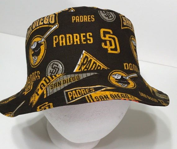 San Diego Padres Bucket Hat, Reversible to Solid Brown, Sizes S-XXL,  Unisex, Cotton, Fishing Hat, Sun Hat, Floppy Hat, Handmade 