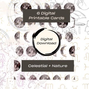 Celestial + Nature Geburtstagskarten - Nur digitale Datei - Set mit 6 druckbaren digitalen Karten