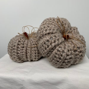 Chunky Large Stone Gray Crochet Pumpkins