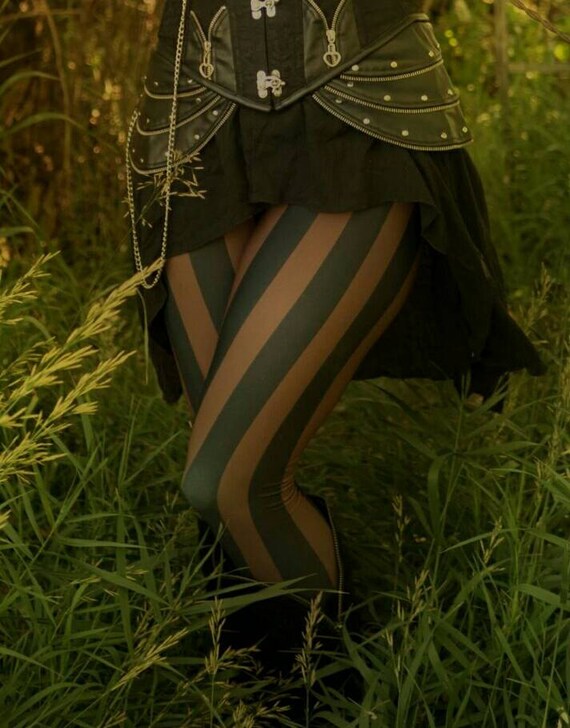 brown and black striped leggings