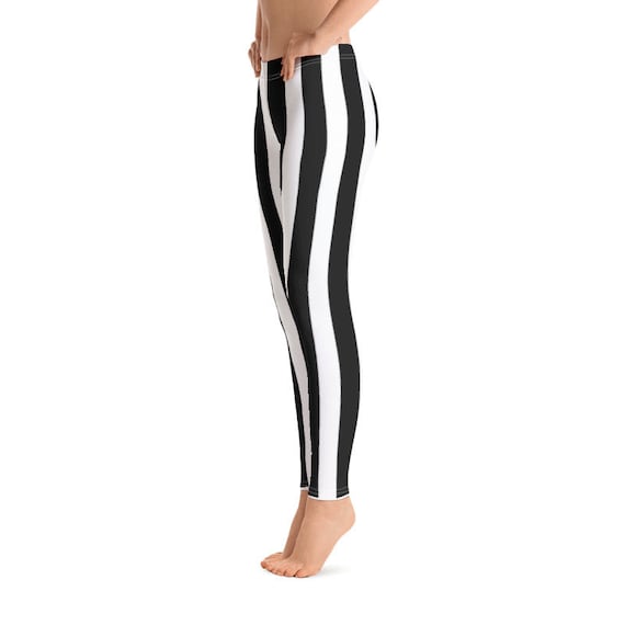 Black and white vertical striped leggings hotsell