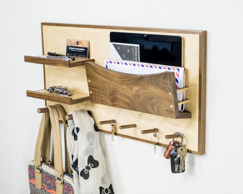 Entryway Organizer with 2 Shelves Mail slot and pegs for Etsy