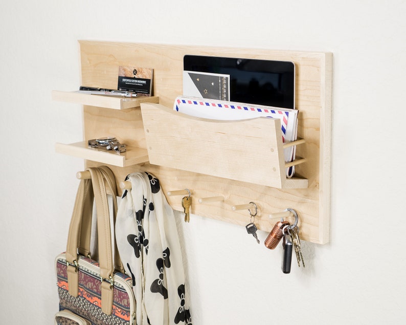 Entryway Organizer with 2 Shelves Mail slot and pegs for Etsy