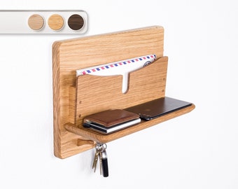 Entryway Organizer for Mail, Keys, Phone, Wallet • Minimalist Shelf Holder Storage for Mudroom and Home Office