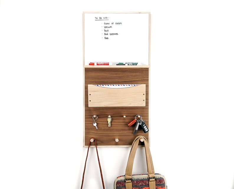 Mail Holder Dry Erase Board Entryway Organizer With Hooks Etsy