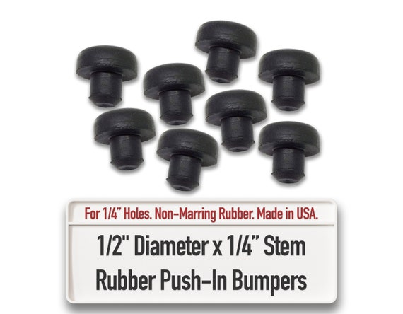 Rubber Push-In Bumper Feet: 1/2" OD, 7/32" High, for 1/4" Holes Non-Marring