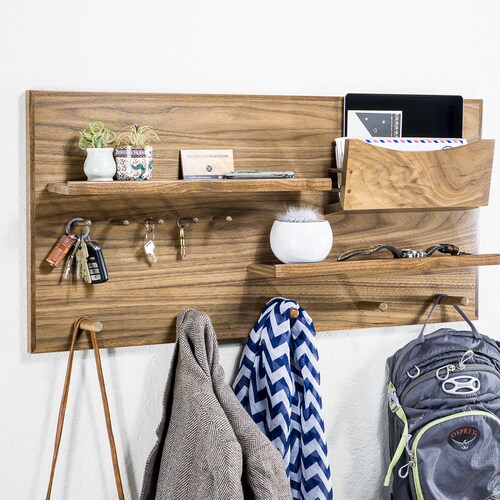 Entryway Key Rack Key Holder for Wall Shelf With Hooks Etsy