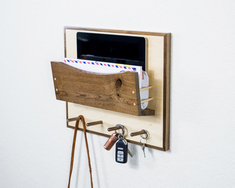 Small Modern Entryway Organizer with Mail Slot and Key Hooks Etsy