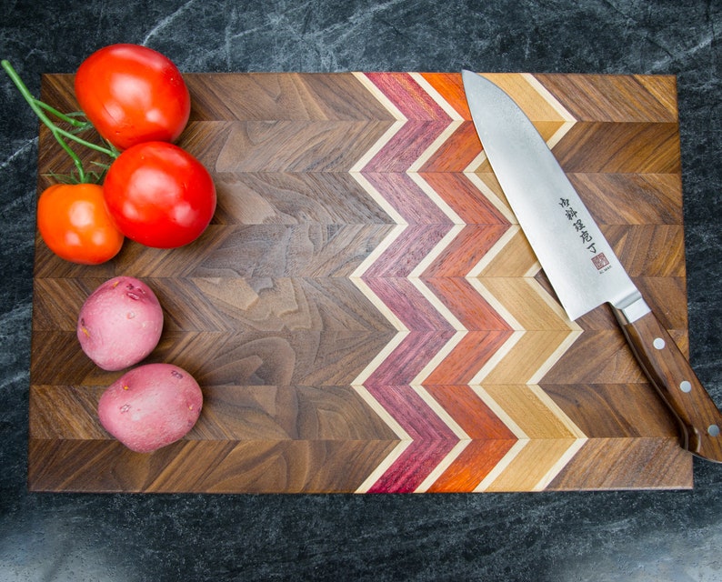 Chevron Cutting Board Walnut Cutting Boards Butcher Block Etsy