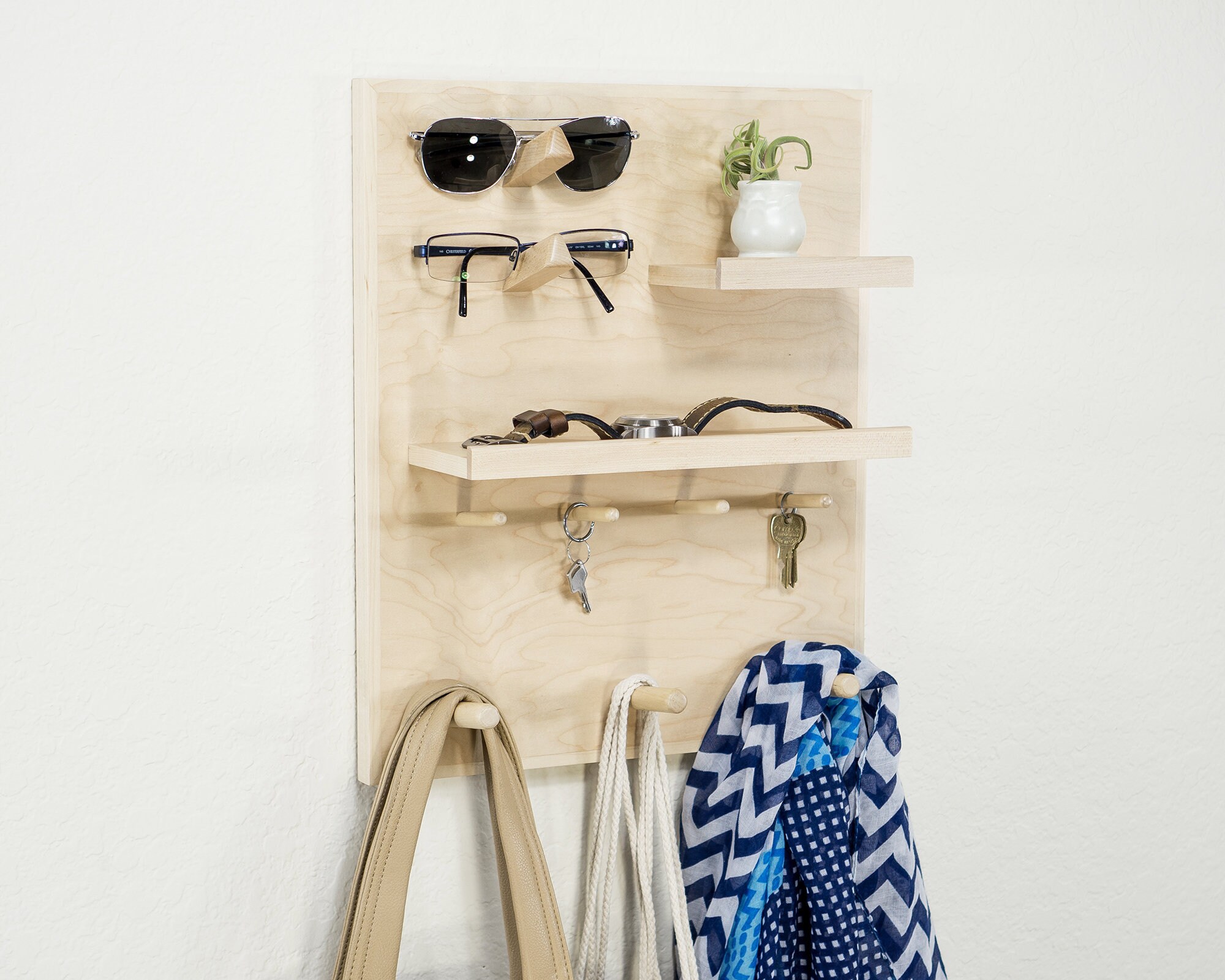 Wood Wall Organizer Key Hooks Entryway Organizer Coat Rack Etsy