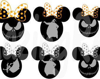 Nightmare before Christmas in Minnie Mouse Ear SVG PNG Vector Cutting File for Cricut and Silhouette