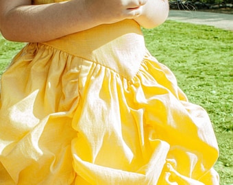 Vestido de Bella hecho a mano — Disfraz de princesa de cuento de hadas, talla 5-6 — ARO INCLUIDO
