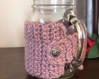 Funda para taza color oro rosa ruborizado, hecha a mano