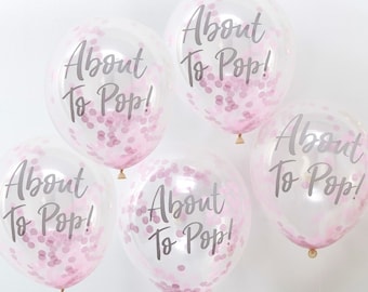 About To Pop Baby Shower Confetti Balloons Pink Party Decorations