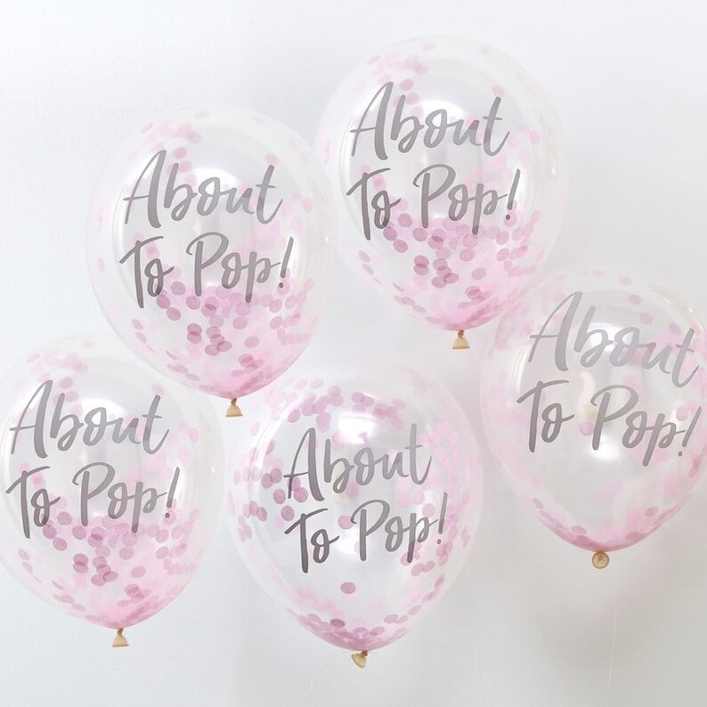 About To Pop Baby Shower Confetti Balloons Pink Party Decorations